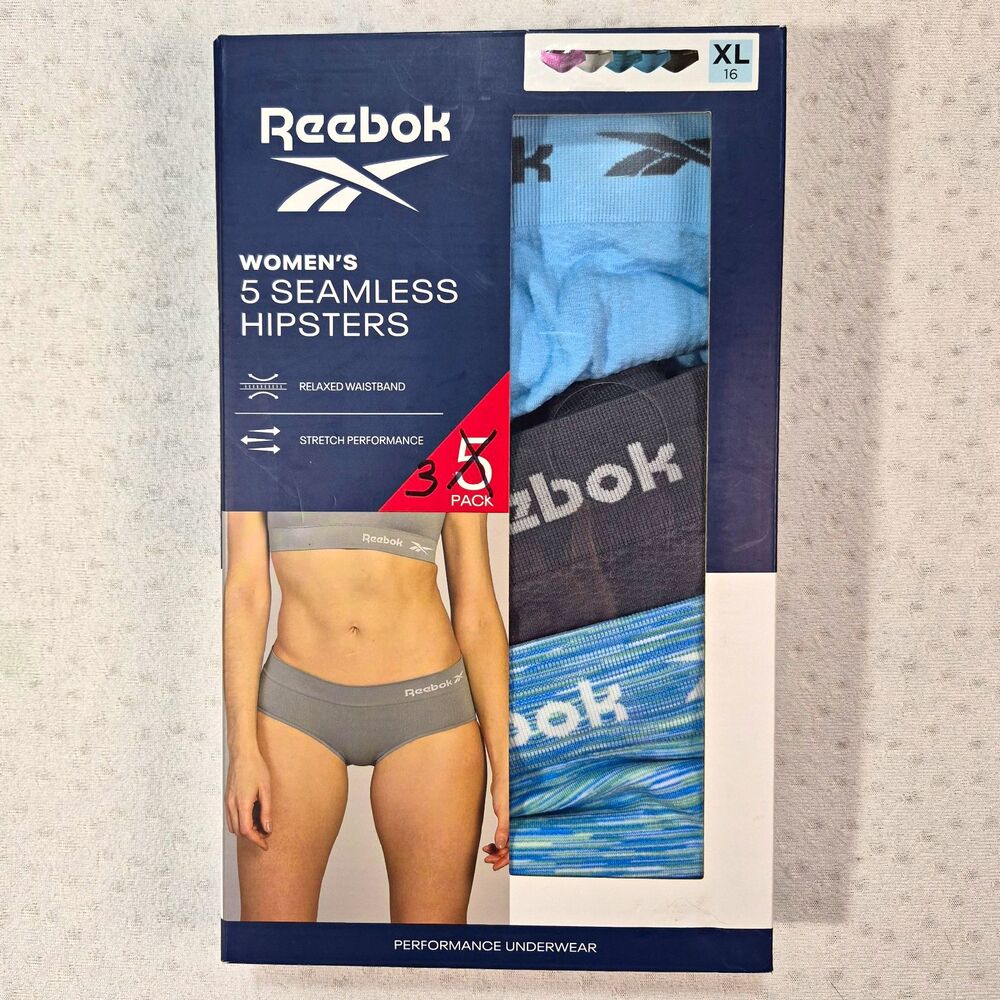 Reebok Women’s XL 3-Pack Seamless Hipster Panties – Tagless Stretch Space Dye